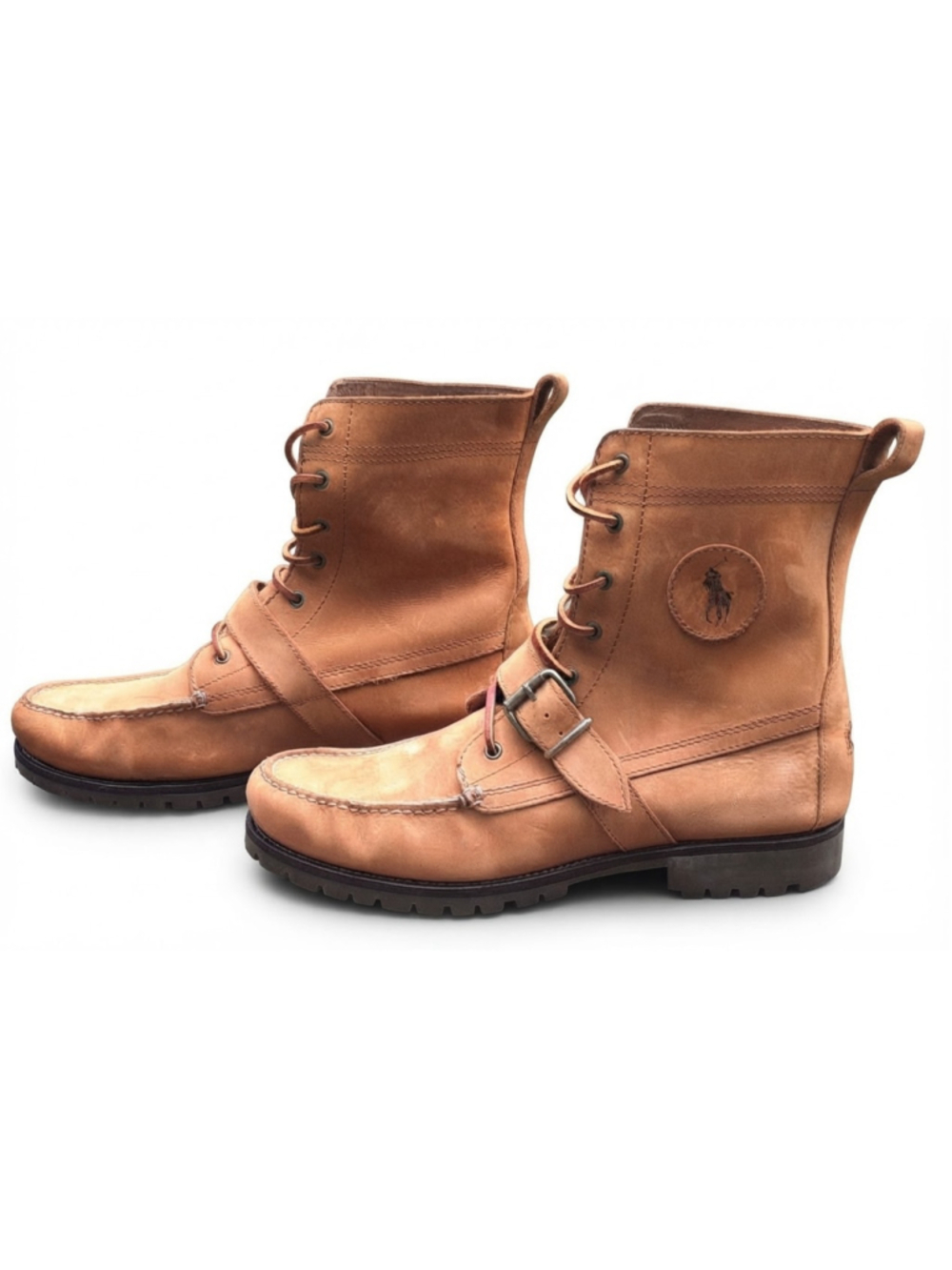 Vintage Polo Ralph Lauren Ranger Brown Tumbled Leather Men's Hiking Boots Sz 12